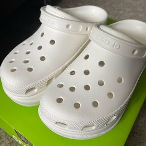 White Bae Crocs